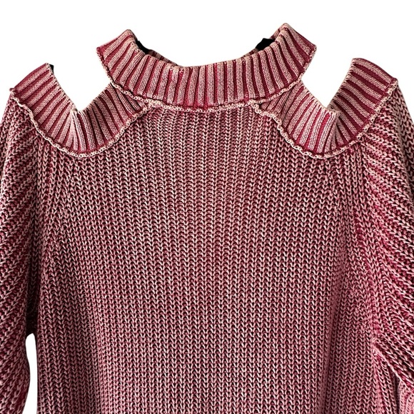 FREE PEOPLE NWOT CORAZON HALF MOON BAY COLD SHOULDER COTTON KNIT SWEATER MEDIUM - Picture 9 of 14